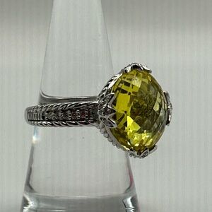 Judith Ripka Yellow Lemon Faceted Quartz Cocktail Ring